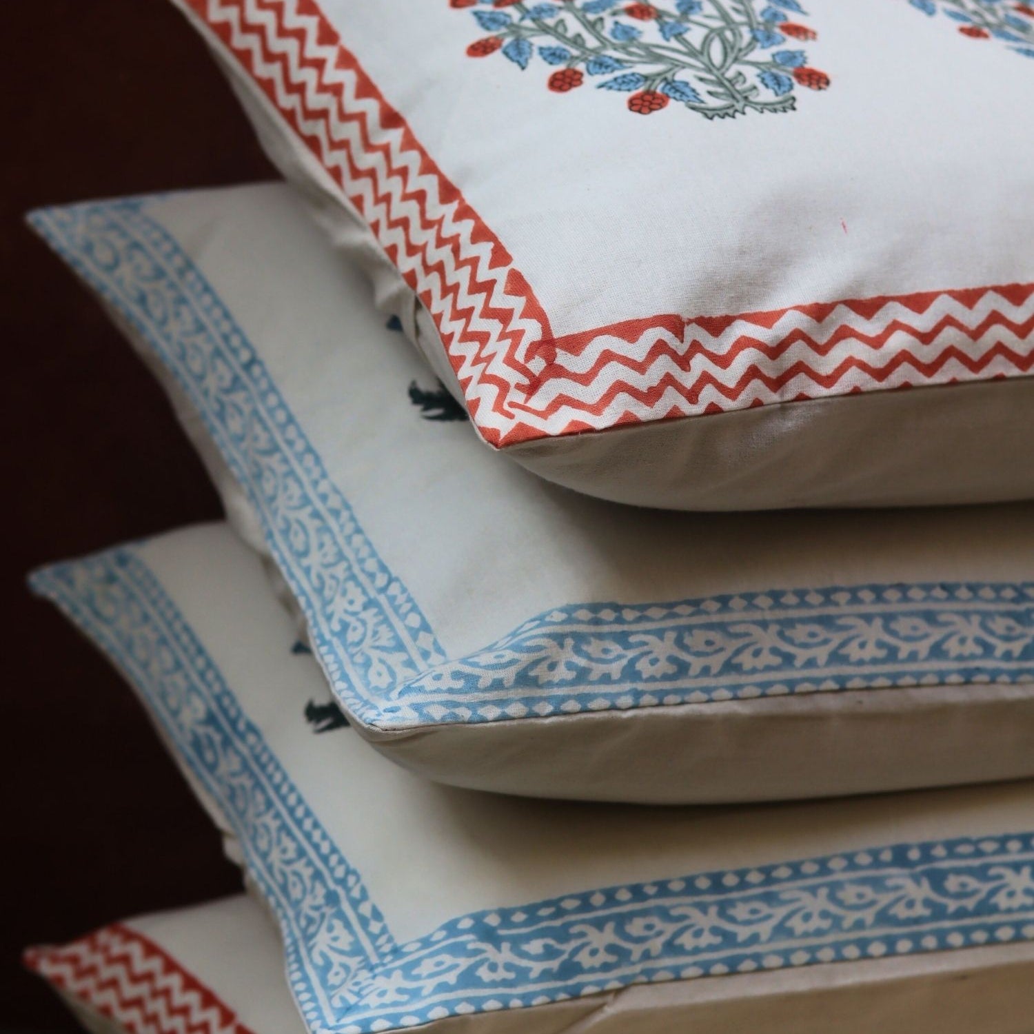 Pink Bloom & Blushing Blue Cushion Cover combo made by cotton