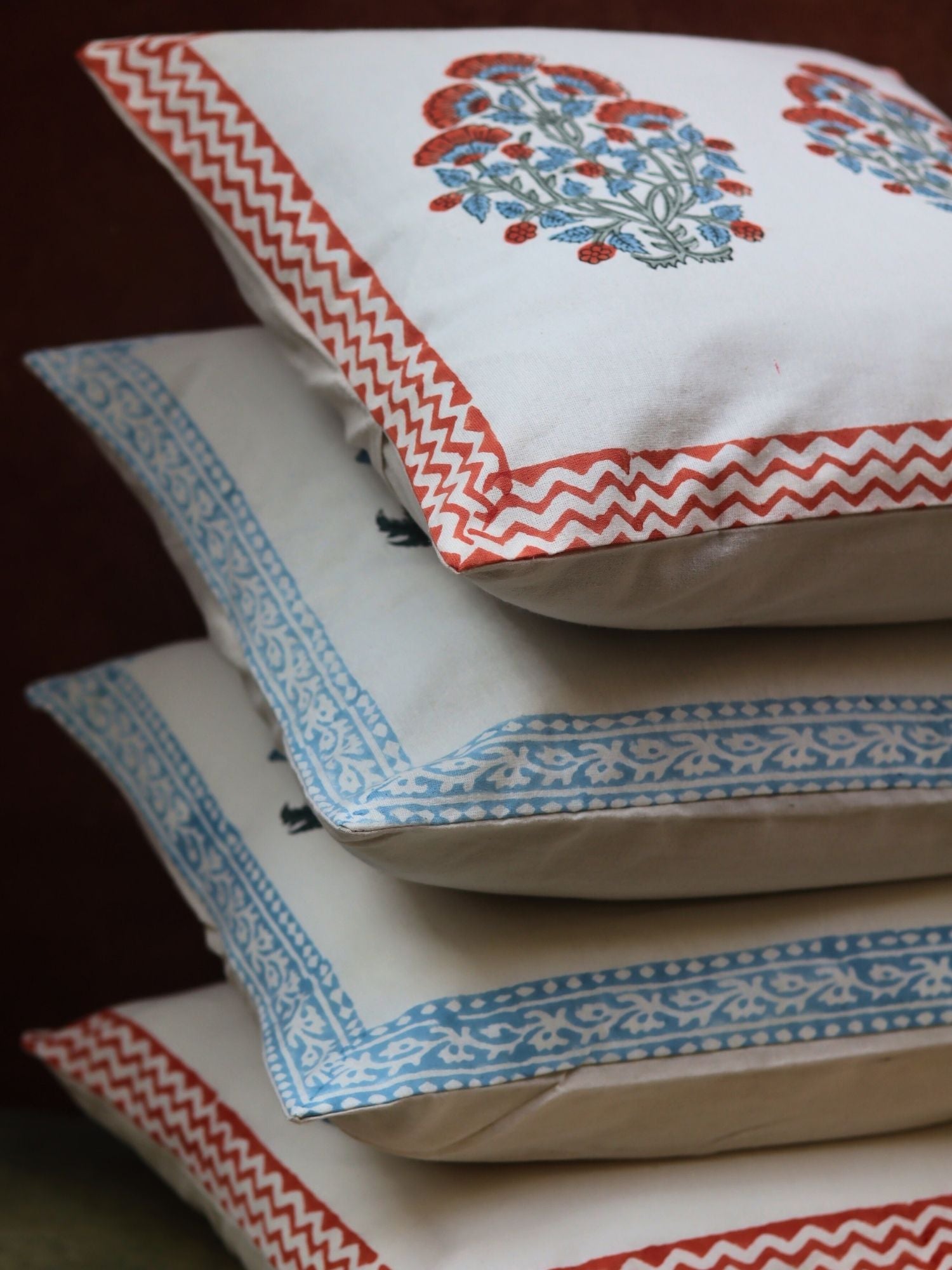 Pink Bloom & Blushing Blue Cushion Cover combo made by cotton