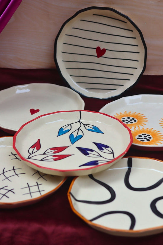 Set of 6 Floral Feast Snack Plate (for the price of 5) handmade in India