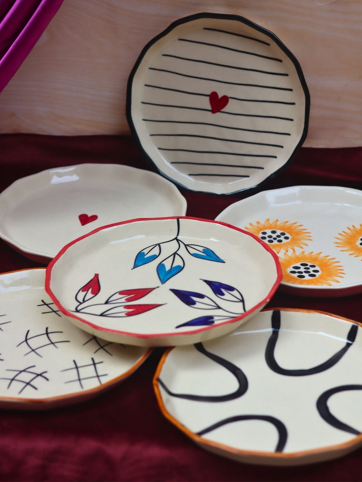 Set of 6 Floral Feast Snack Plate (for the price of 5) handmade in India