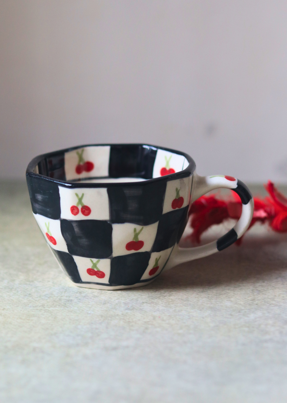 Cherry blossom handmade coffee mug 