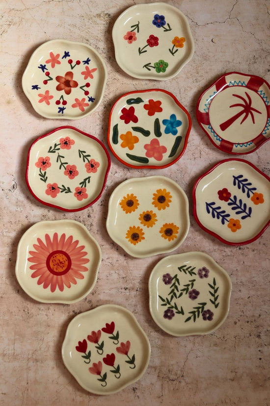 Set of 10 Spring Garden handmade Dessert plates (for the price of 7) handmade in india
