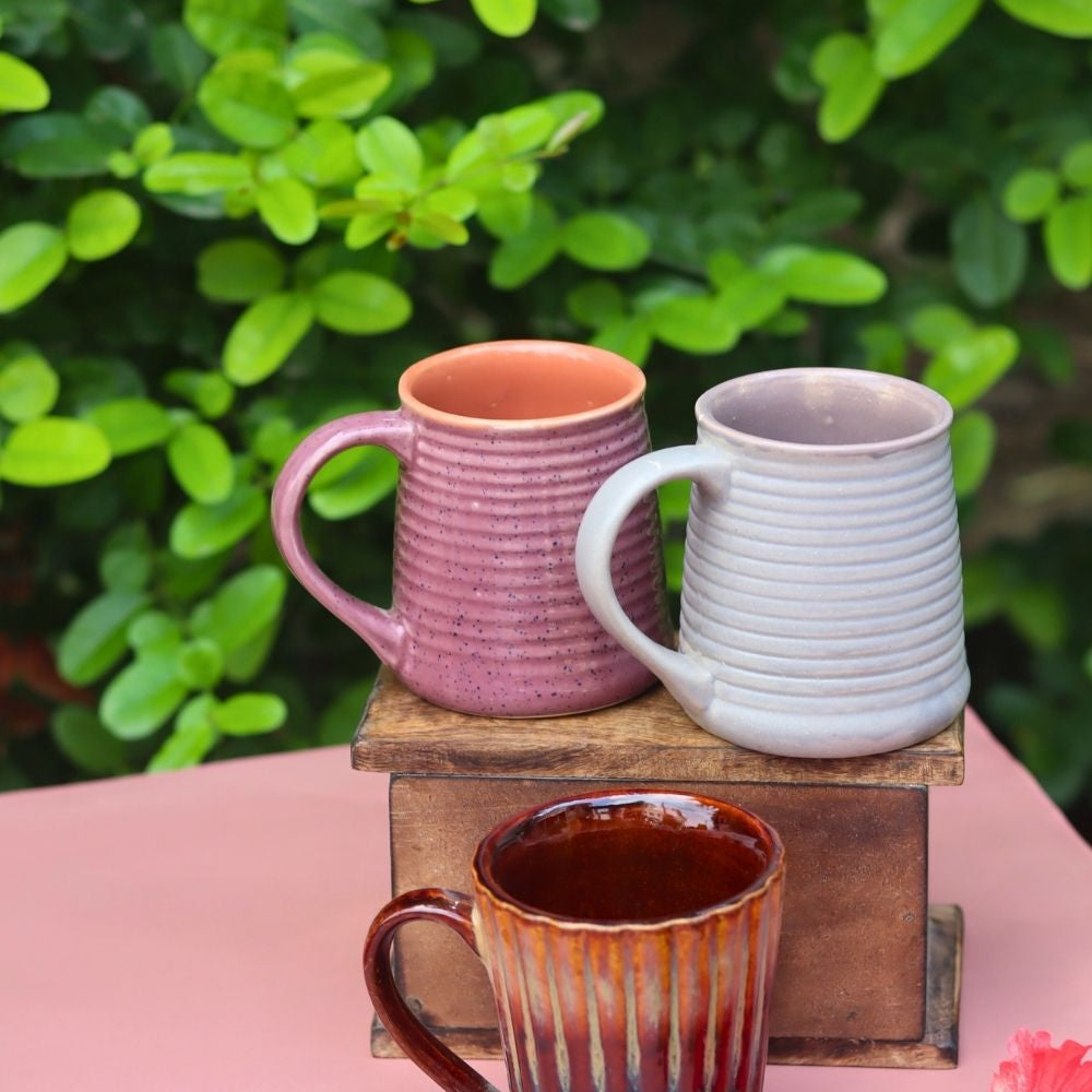 Set of 3 - Cheerful Sip Mugs made by ceramic