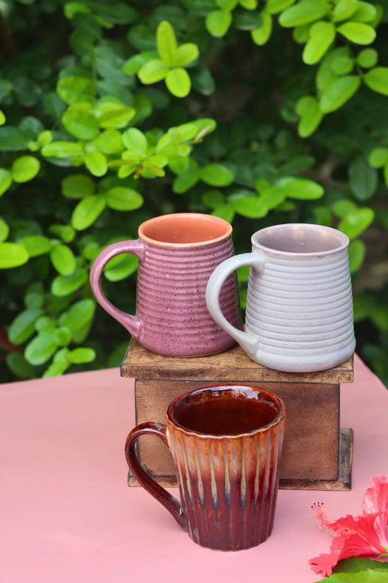 Set of 3 - Cheerful Sip Mugs made by ceramic