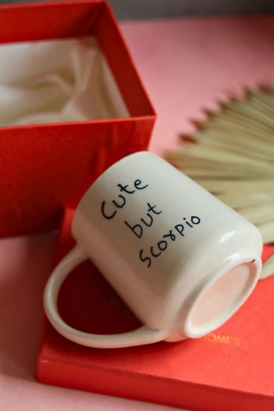 cute but scorpio mug in a gift box handmade in india 