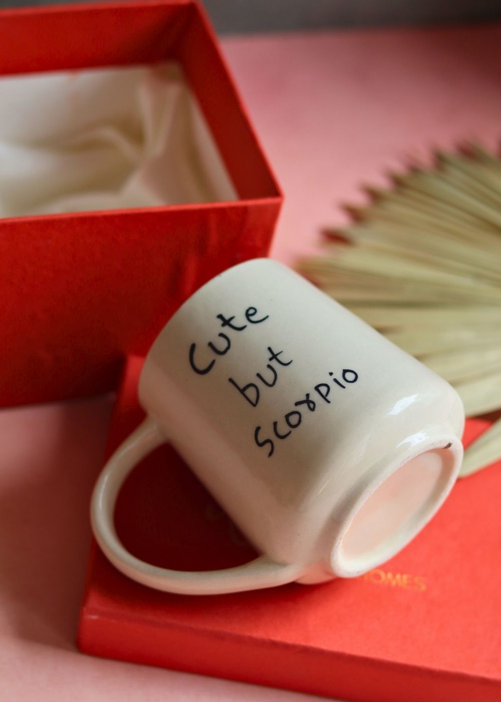 cute but scorpio mug in a gift box handmade in india 