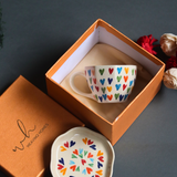 Ceramic coffee mug & dessert plate in a gift box
