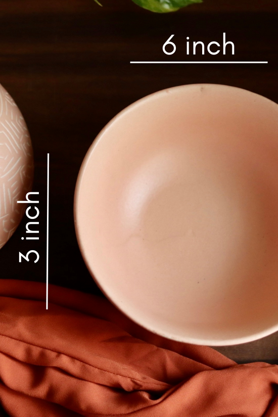 Blush pink carved curry bowl height & breadth
