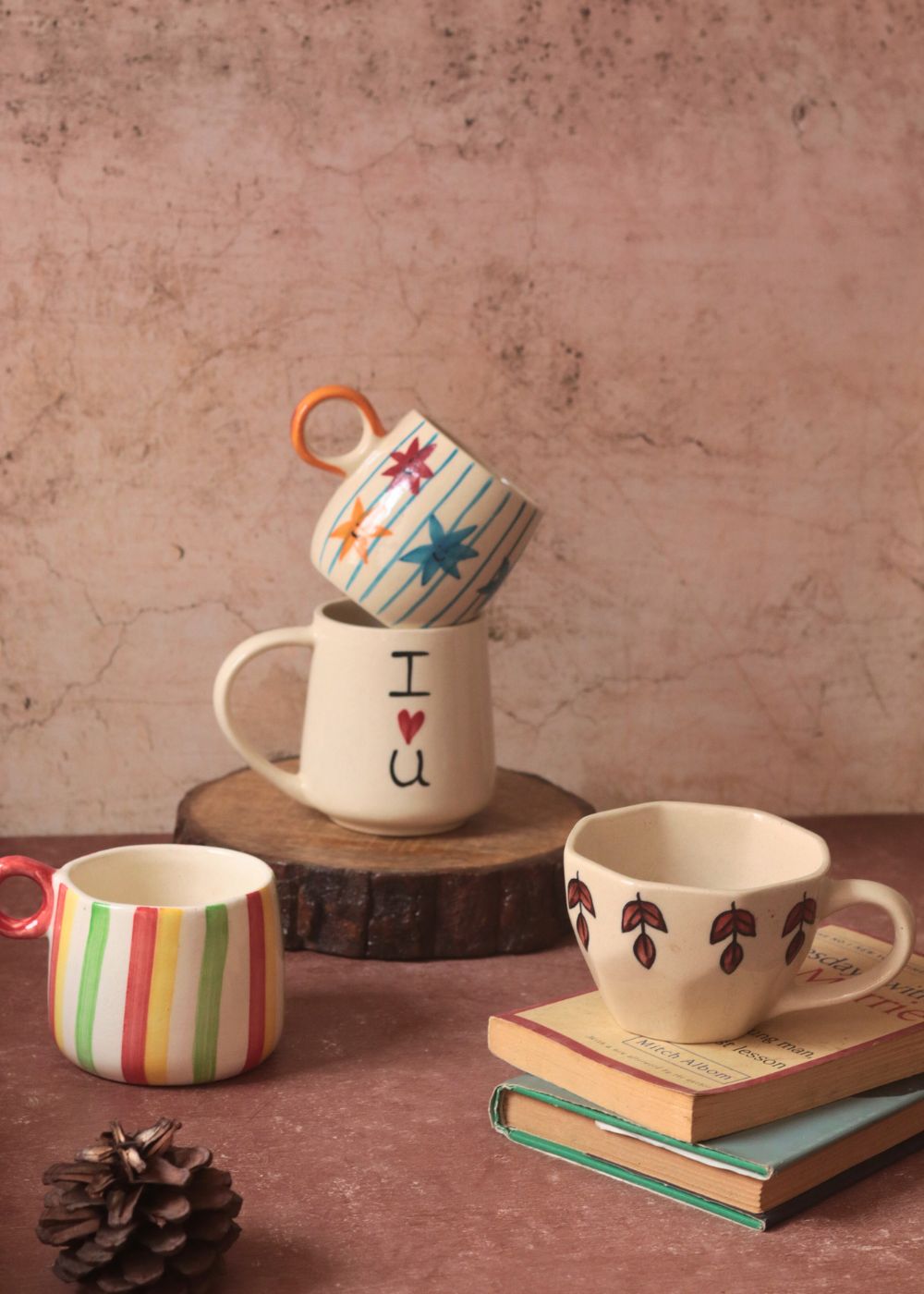 handmade Set of 4 Handpainted Mugs