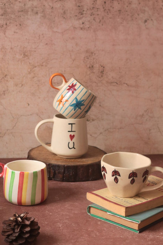 handmade Set of 4 Handpainted Mugs