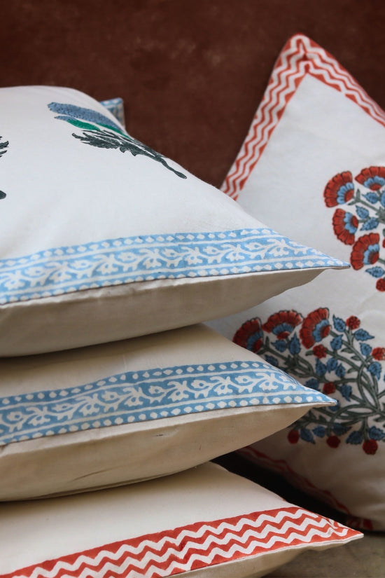 Pink Bloom & Blushing Blue Cushion Cover combo with premium quality material