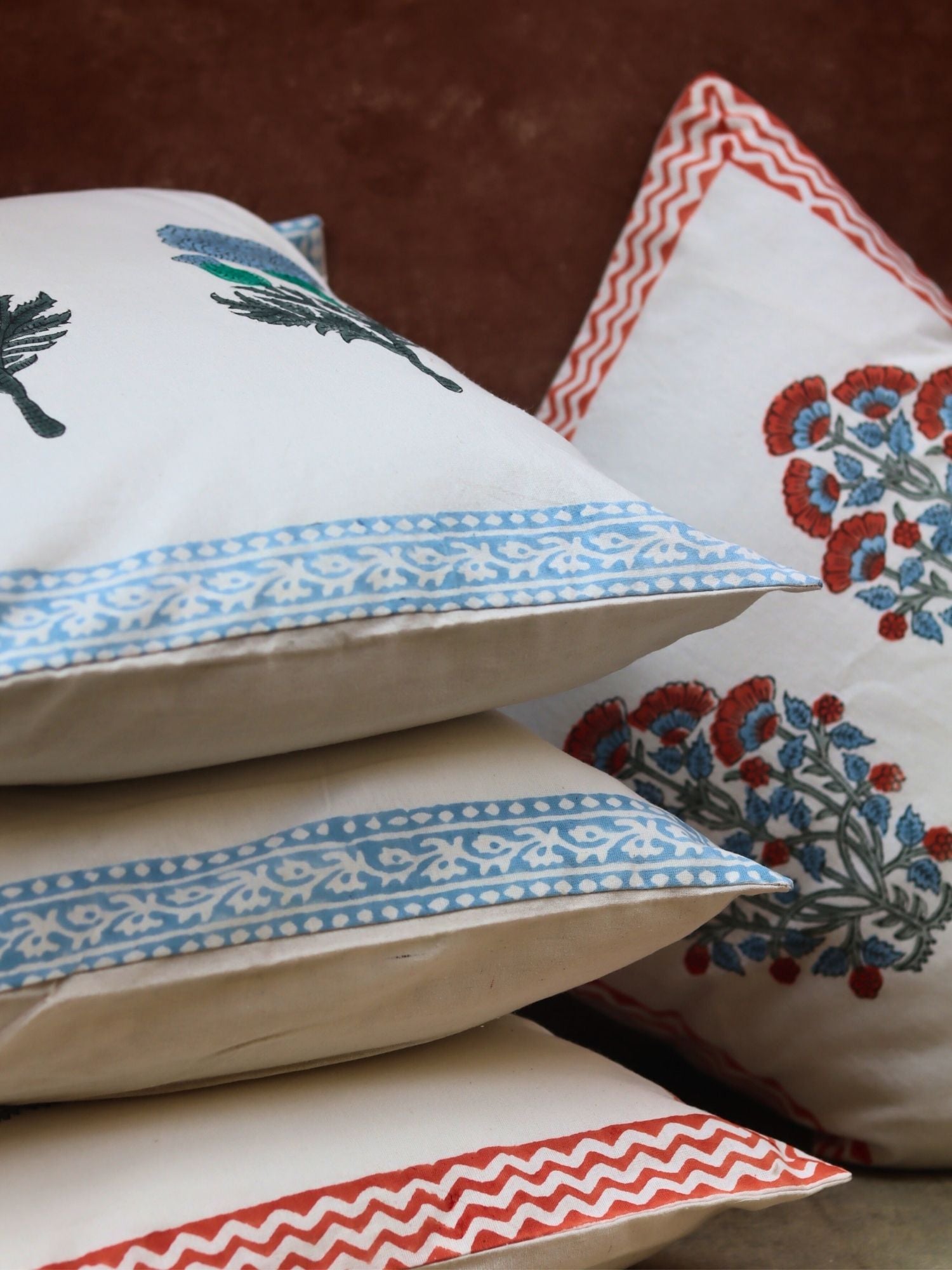 Pink Bloom & Blushing Blue Cushion Cover combo with premium quality material