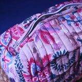 Floral Plush Toiletry Bag - Medium handmade in India