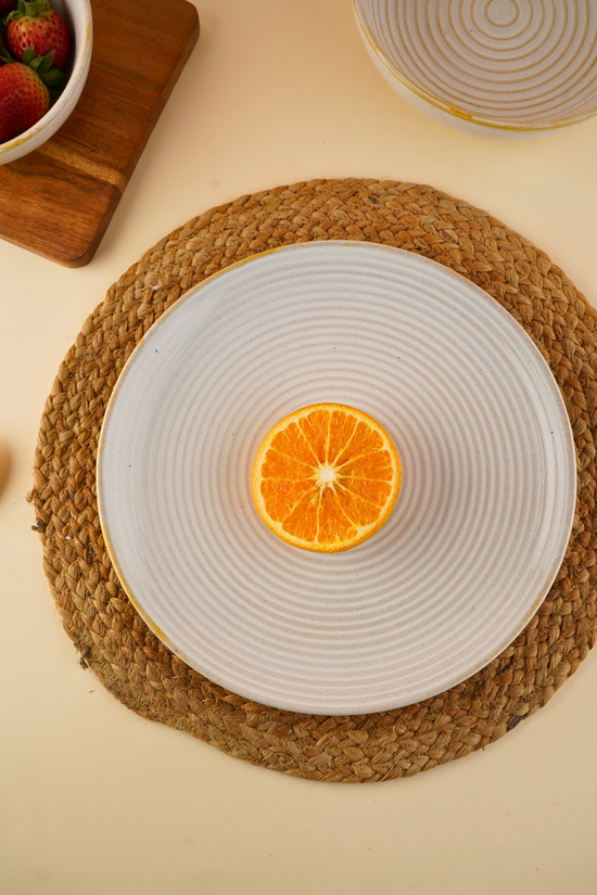 pearl white dinner plate with white color