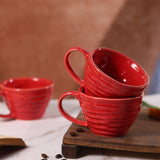 red twirl mug set made by ceramic 