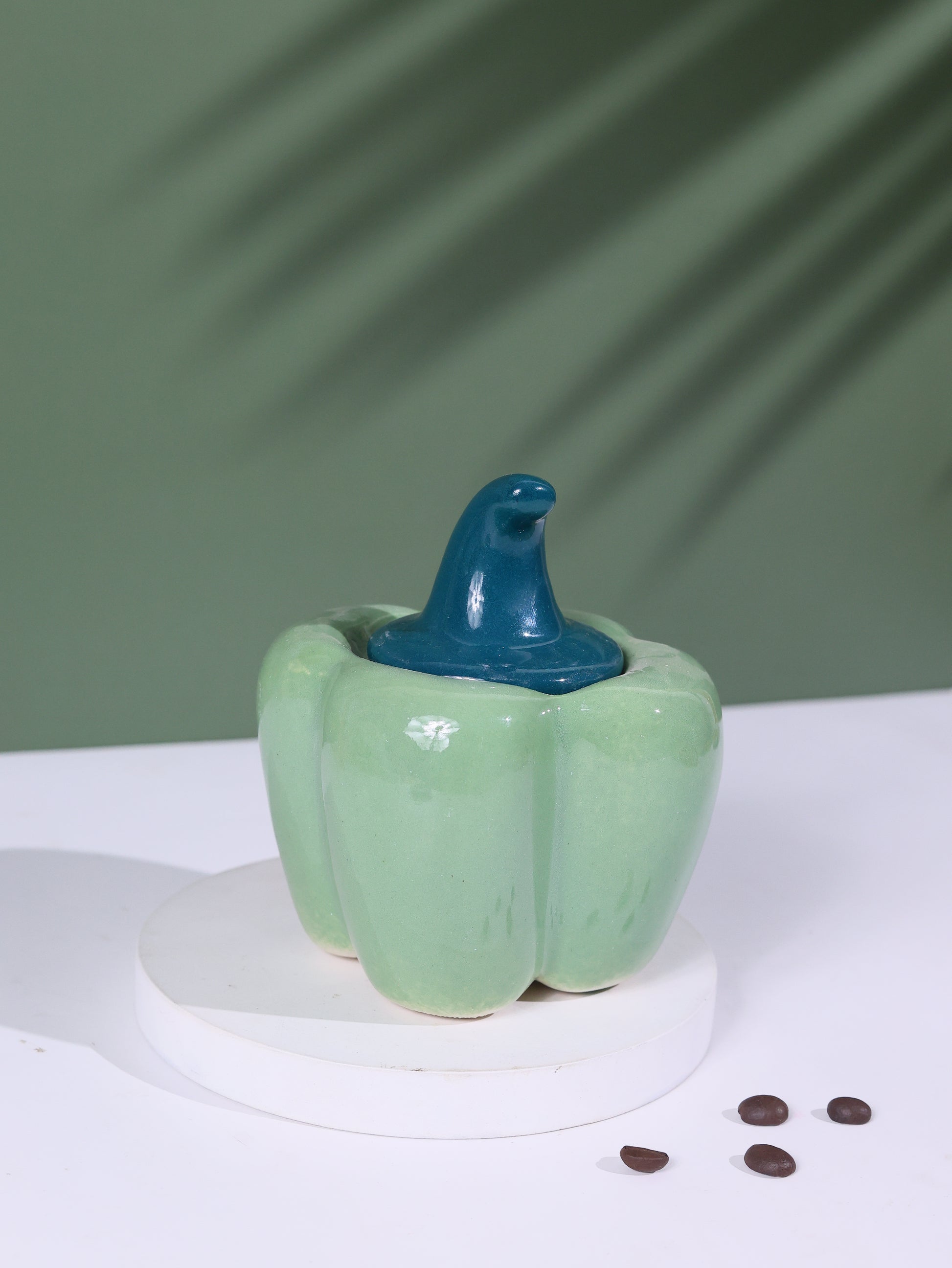 Bell Pepper Jar - Green handmade in India
