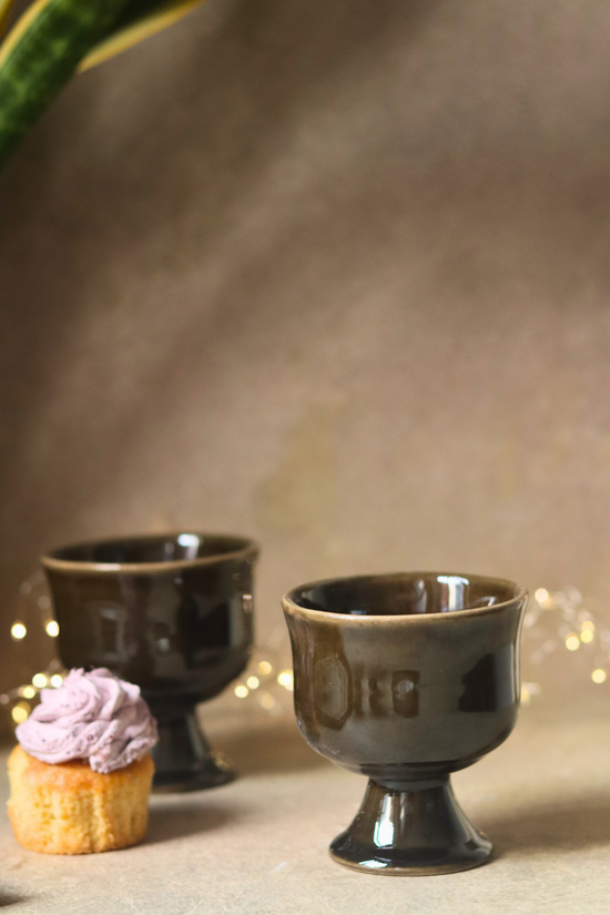ceramic glossy black ice cream goblet