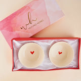 handmade his & her heart bowl set with a gift box