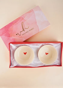 handmade his & her heart bowl set with a gift box