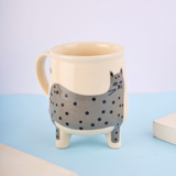 grey cat mug handmade in india