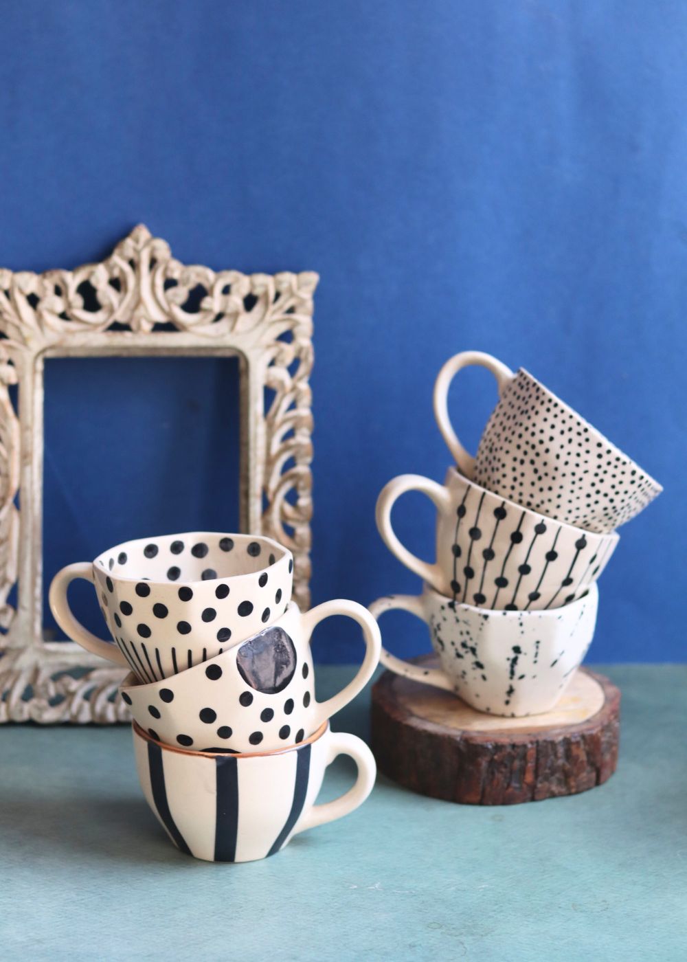 Set of 6 [Black&White] Handmade Mugs (For the price of 5) with premium quality material