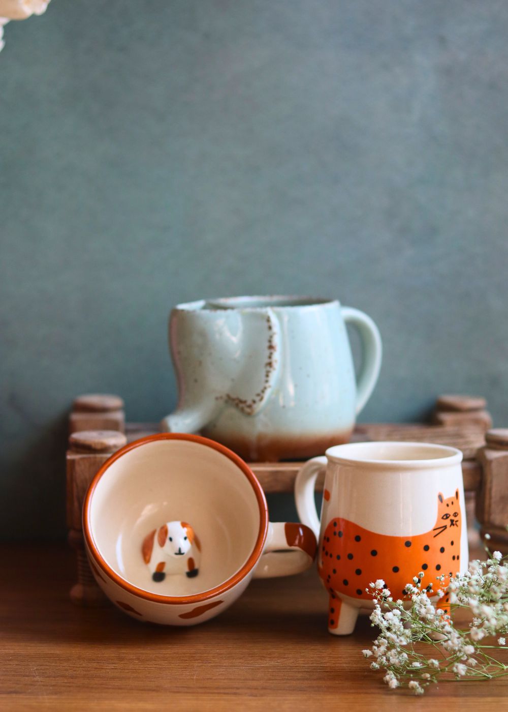 Handmade Ele, Dog & Cat Mug - Best Selling Combo of 3