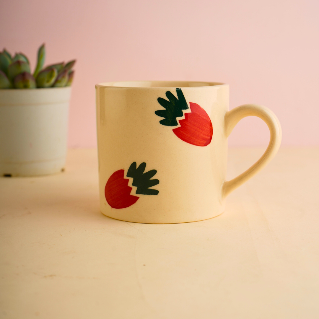 Strawberry print coffee mug 
