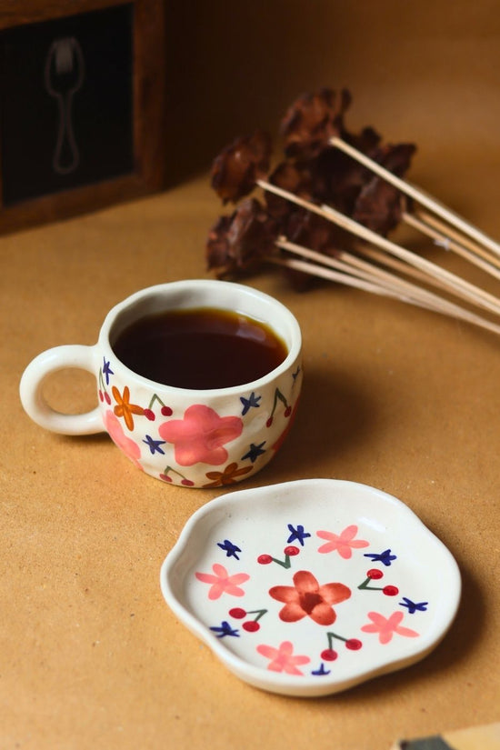 Bloom mug & Handmade dessert Plate handmade in india