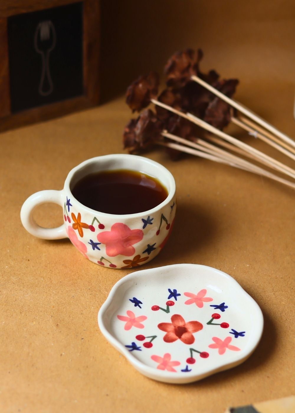 Bloom mug & Handmade dessert Plate handmade in india