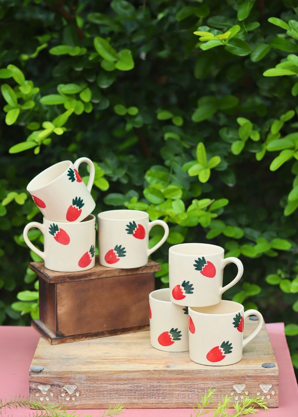 Set of 6 - Berry Bliss Mug handmade in India