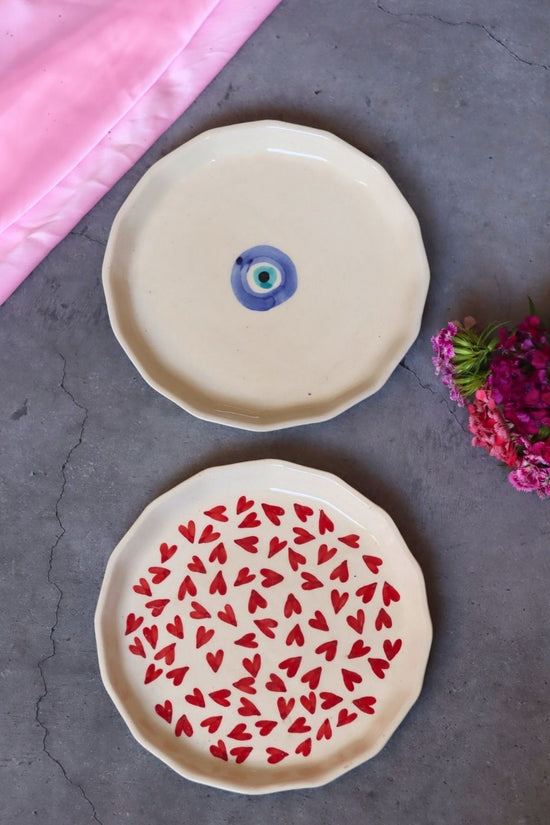 All Heart & Evil eye Snack Plate handmade in india