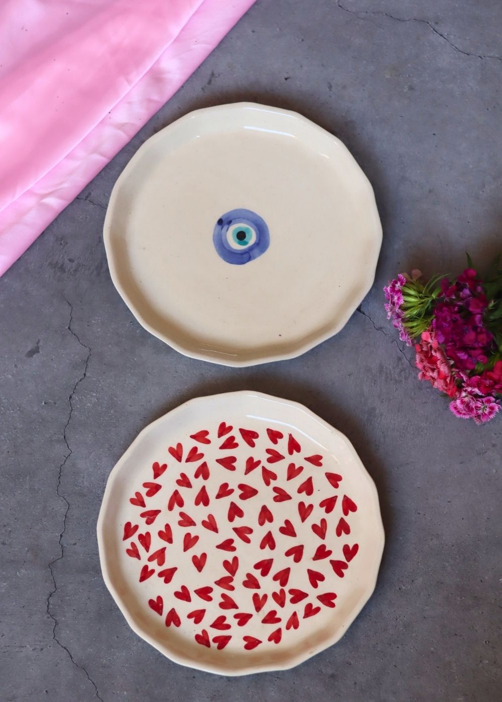 All Heart & Evil eye Snack Plate handmade in india