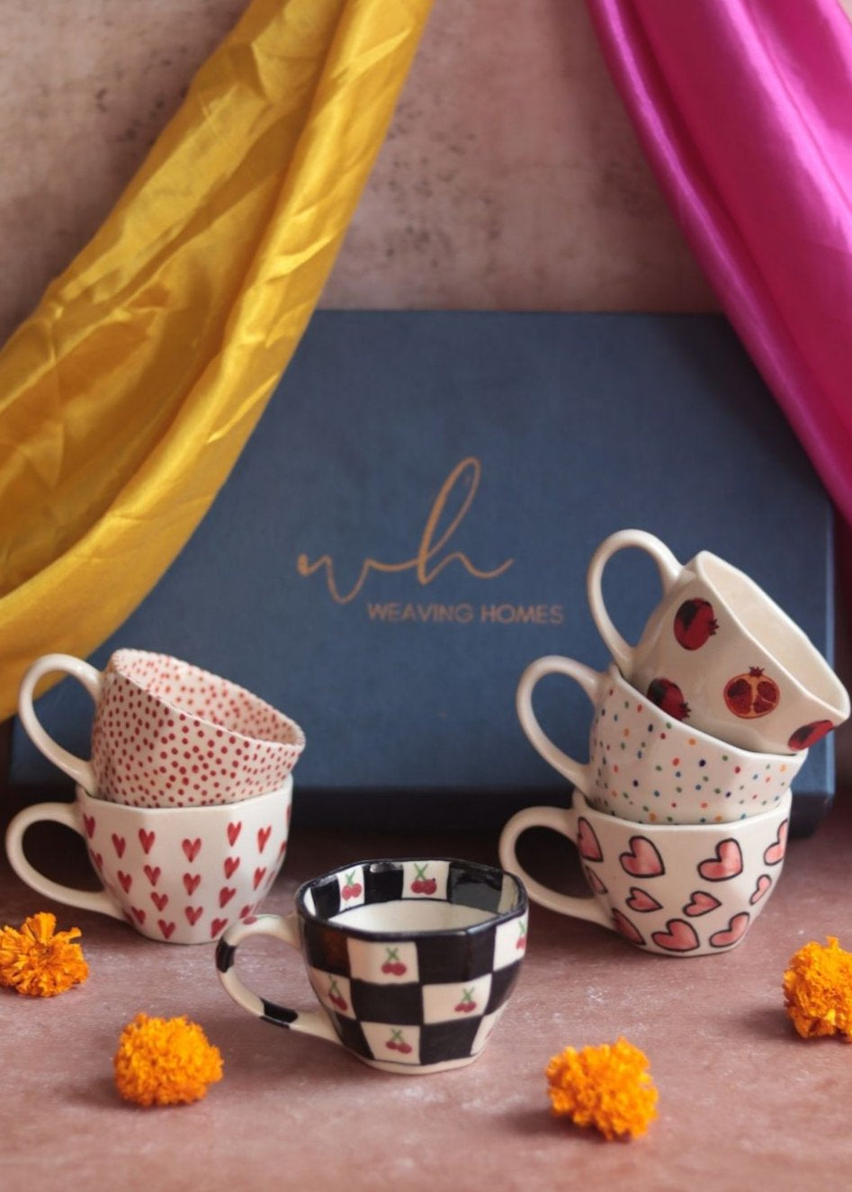 Set of 6 Heart Bliss Mugs (for the price of 5) Diwali Gift Box premium quality gift hamper