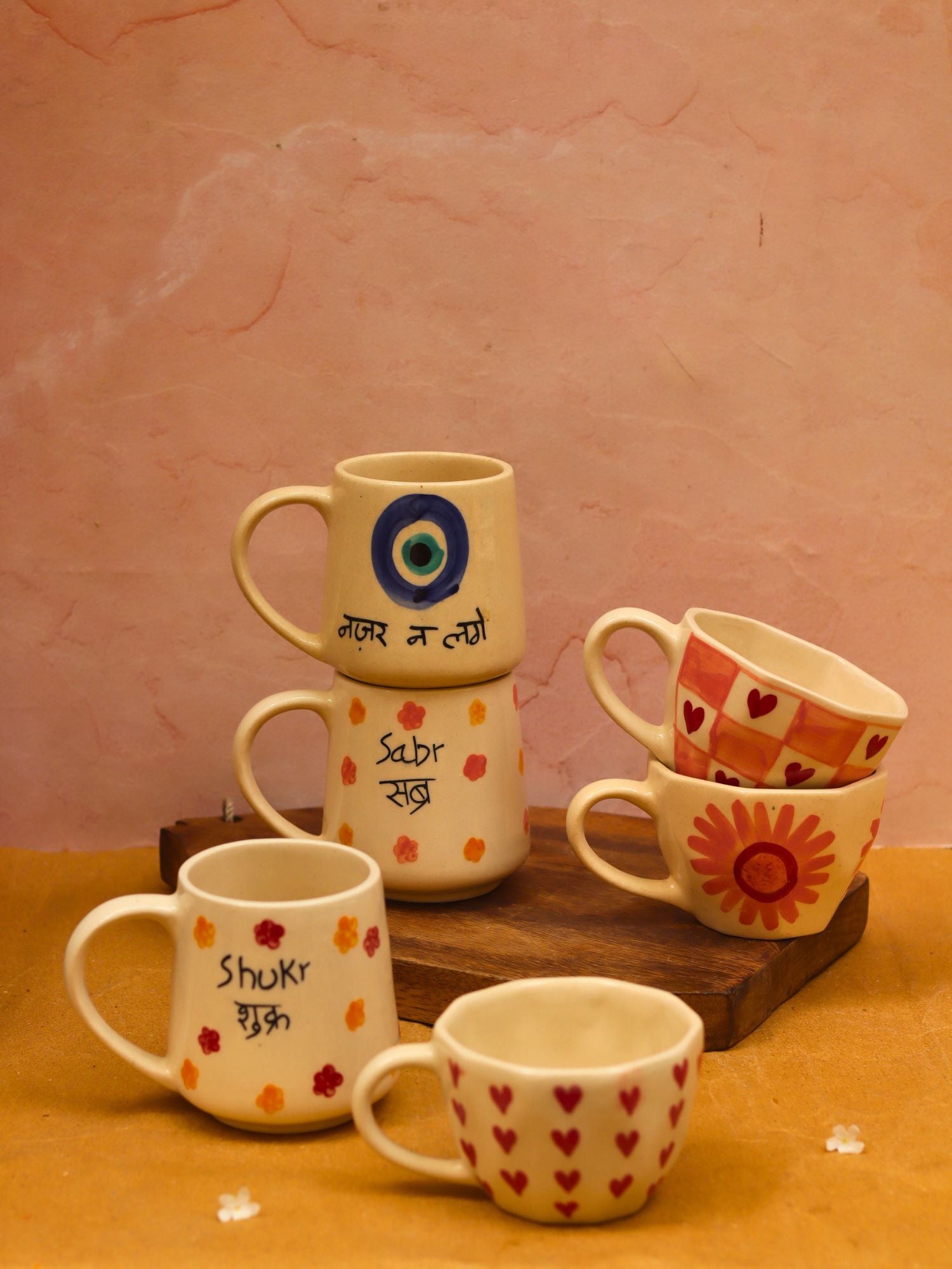 Set of 6 Tea & Coffee Sip Mugs (for the price of 5) handmade in India