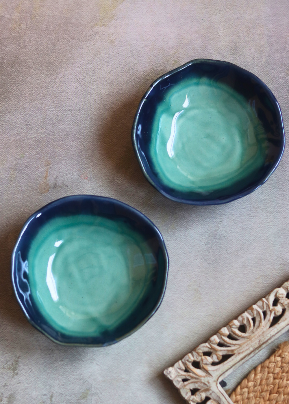 Dinnerware teal bowls handmade ceramic 