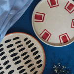 Set of 2 - Red Brick & Striped Platter handmade in india