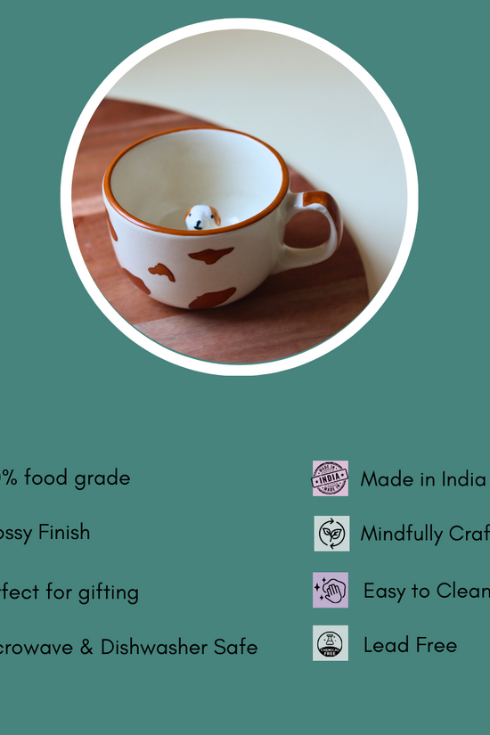 dog coffee mug with details & discription