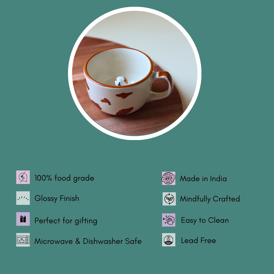 dog coffee mug with details & discription