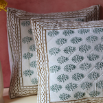 Cushion covers green motifs quilted