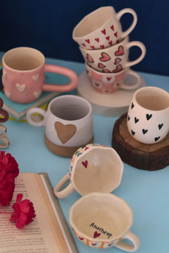 Handmade Set of 8 - Heart & Hug Mugs Combo