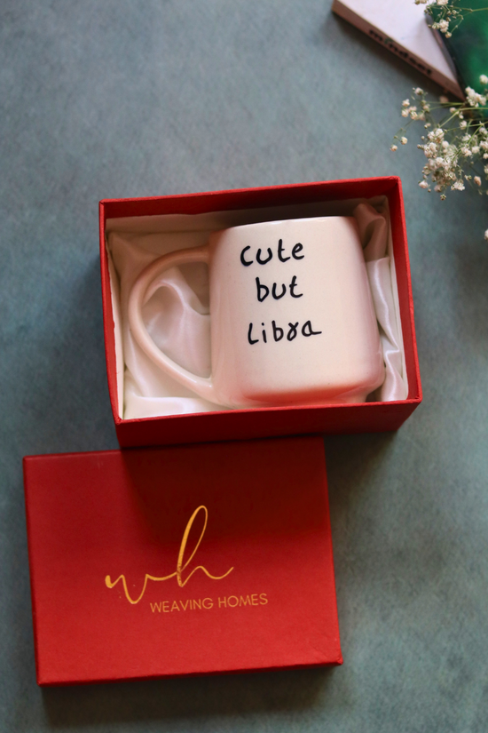 cute but libra mug handmade in india