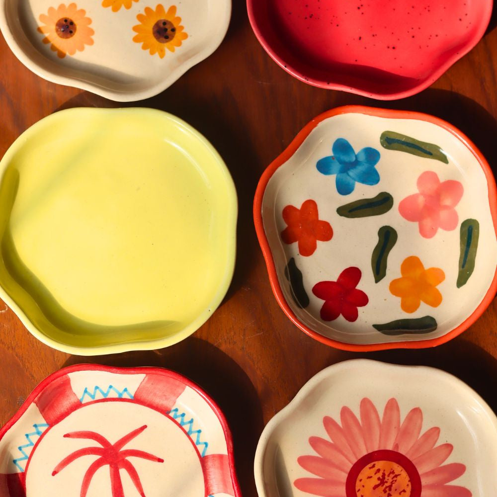 handmade Set of 6 Pastel Petals Handmade dessert plates (for the price of 5)