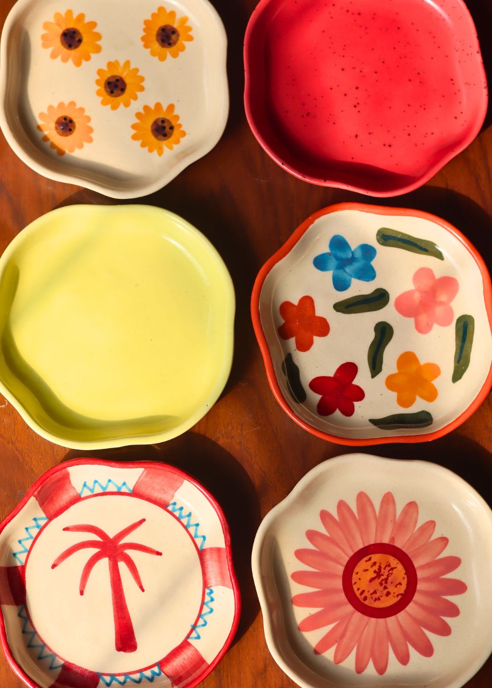 handmade Set of 6 Pastel Petals Handmade dessert plates (for the price of 5)