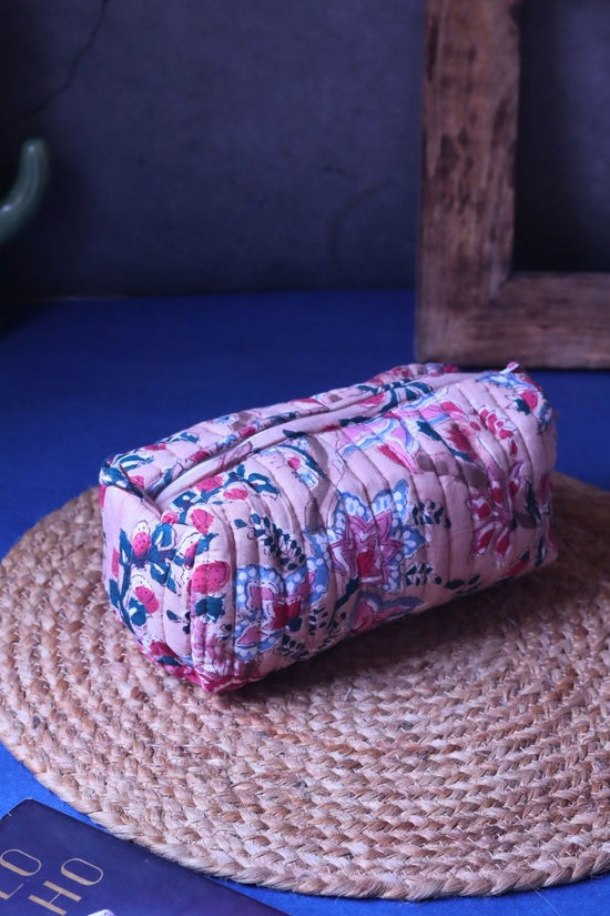 Handmade Floral Plush Toiletry Bag - Small