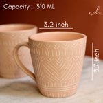 Blush pink coffee mug height and breadth