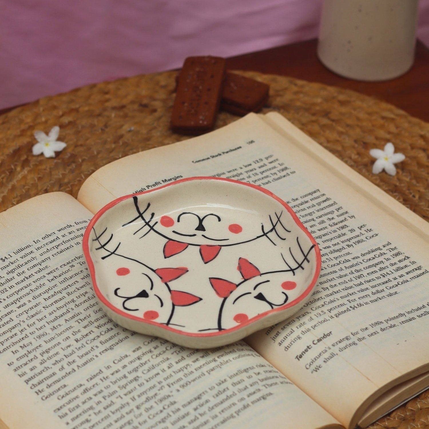 Cats - Handmade Dessert Plate handmade in India