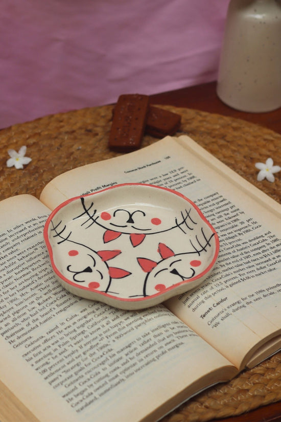 Cats - Handmade Dessert Plate handmade in India