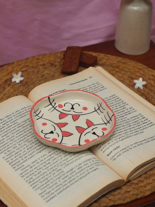Cats - Handmade Dessert Plate handmade in India