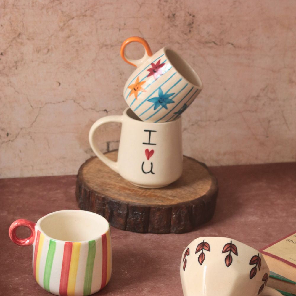 Set of 4 Handpainted Mugs made by ceramic