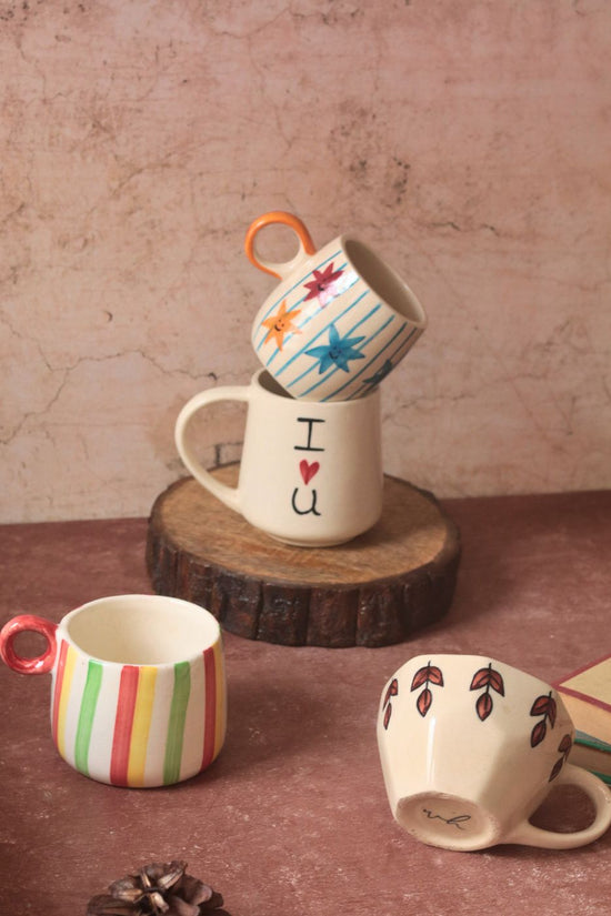 Set of 4 Handpainted Mugs made by ceramic